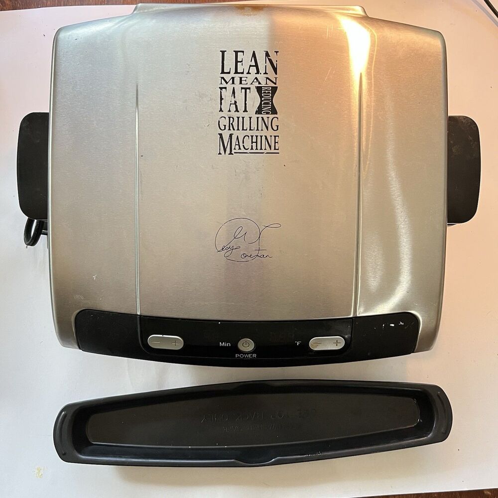 George Foreman GRP99 Electric Grill Silver Non-Stick Removable Plate Drip Tray